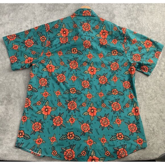 Dixxon Shirt Mens XL Stay Gold Party Floral Print AOP Short Sleeve Button Up - Picture 7 of 8